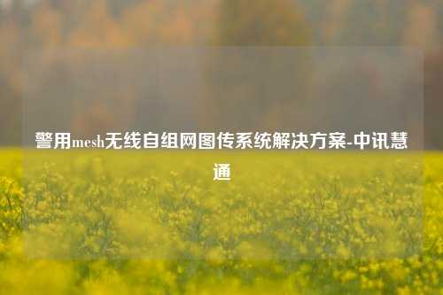 警用mesh無線自組網圖傳系統解決方案-中訊慧通